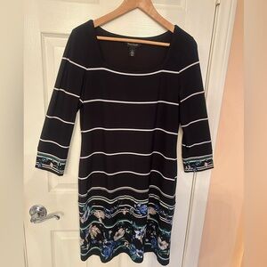 White House Black Market Black Floral Stripe Dress
